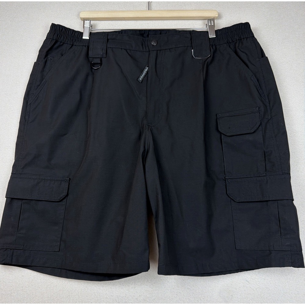 Propper Men's Tactical Black Cargo Shorts Utility Size 44 Elastic Waist Canvas